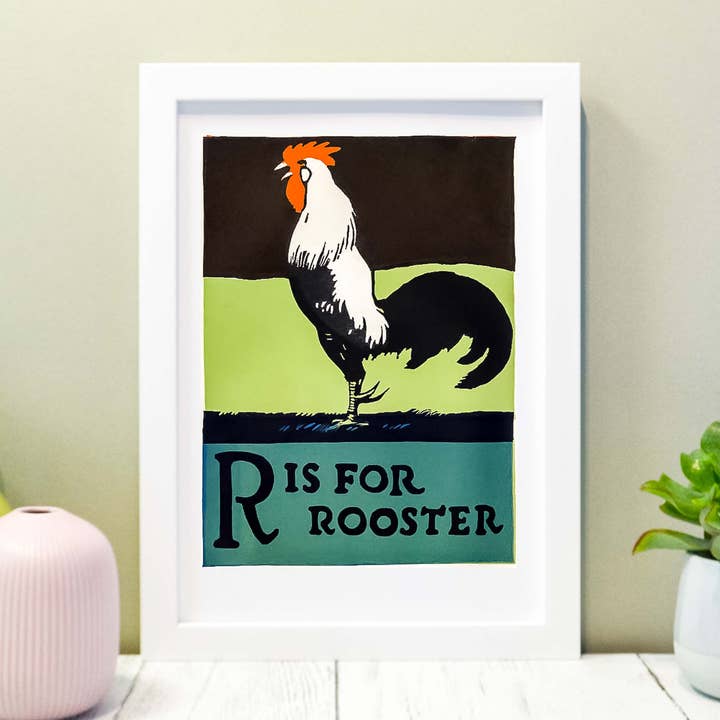 Inramad Vintage Alfabetet Bokstaven R Nursery Print för wholesale av Lelloliving