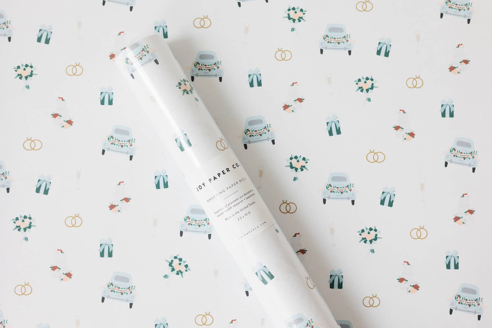 Joy Paper Co. - Vente Rouleau de papier cadeau - Rouleau continu de papier d'emballage pour motifs de mariage1