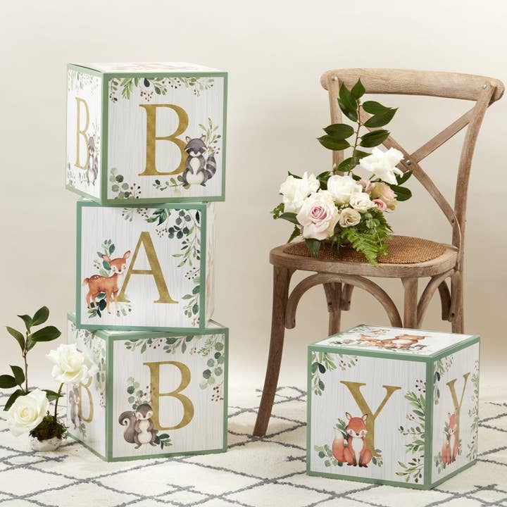 Kate Aspen - Wholesale Decorative Tabletop Object - Woodland Baby Block Box (Set of 4)2