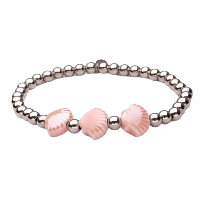 LizzyMae bracelet stainless steel silver shell lightpink for wholesale by LOT83