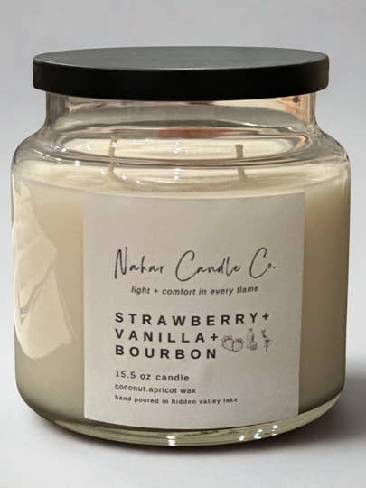 Strawberry +Vanilla + Bourbon for wholesale by Nahar Candle Co