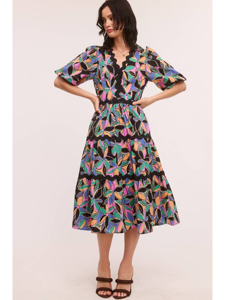 Ultramarine - Venta al por mayor Vestido - Mujer - Vestido midi con estampado de zigzag