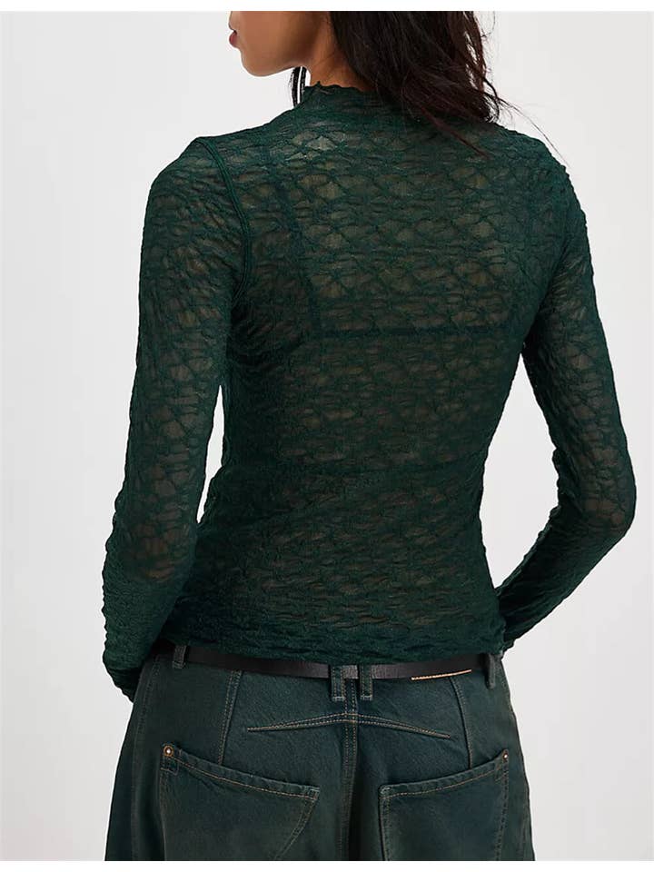 Sweetkama - Wholesale Knit Top - Women's - Ladies Solid Color See Through Basic Tee SKT6331