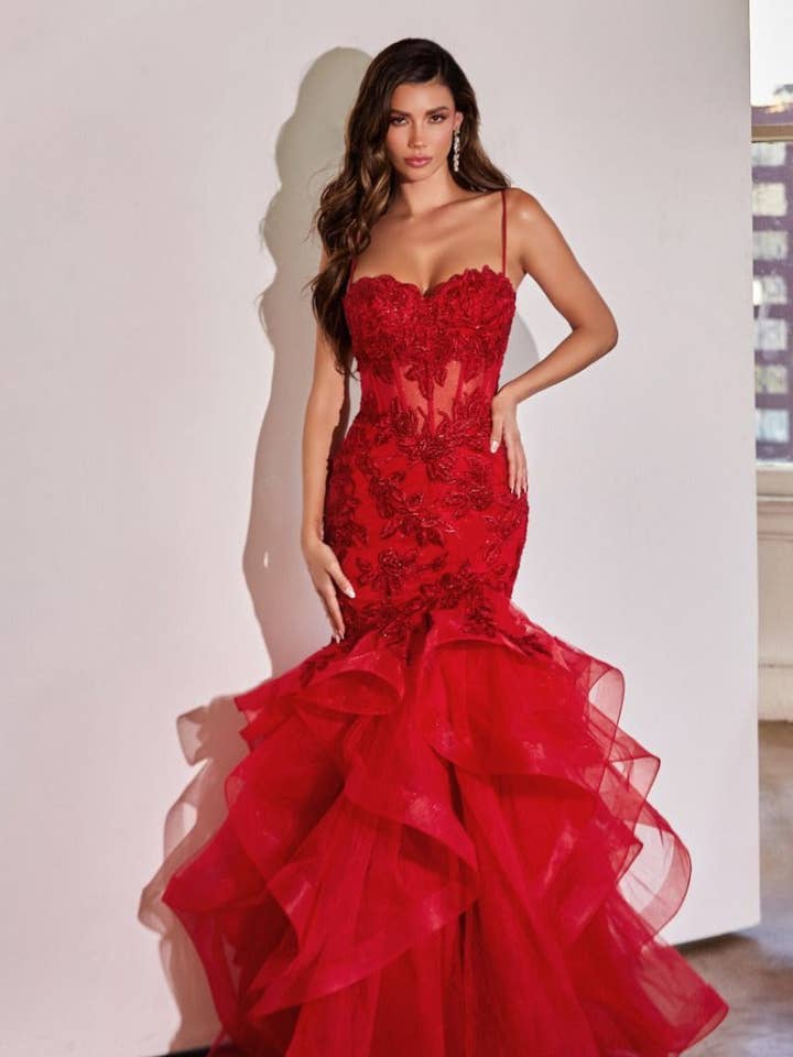 LA Merchandise - Wholesale Gown - Women's - LA Merchandise LAR8915 Beaded Rose Lace Sleeveless Prom Gown5