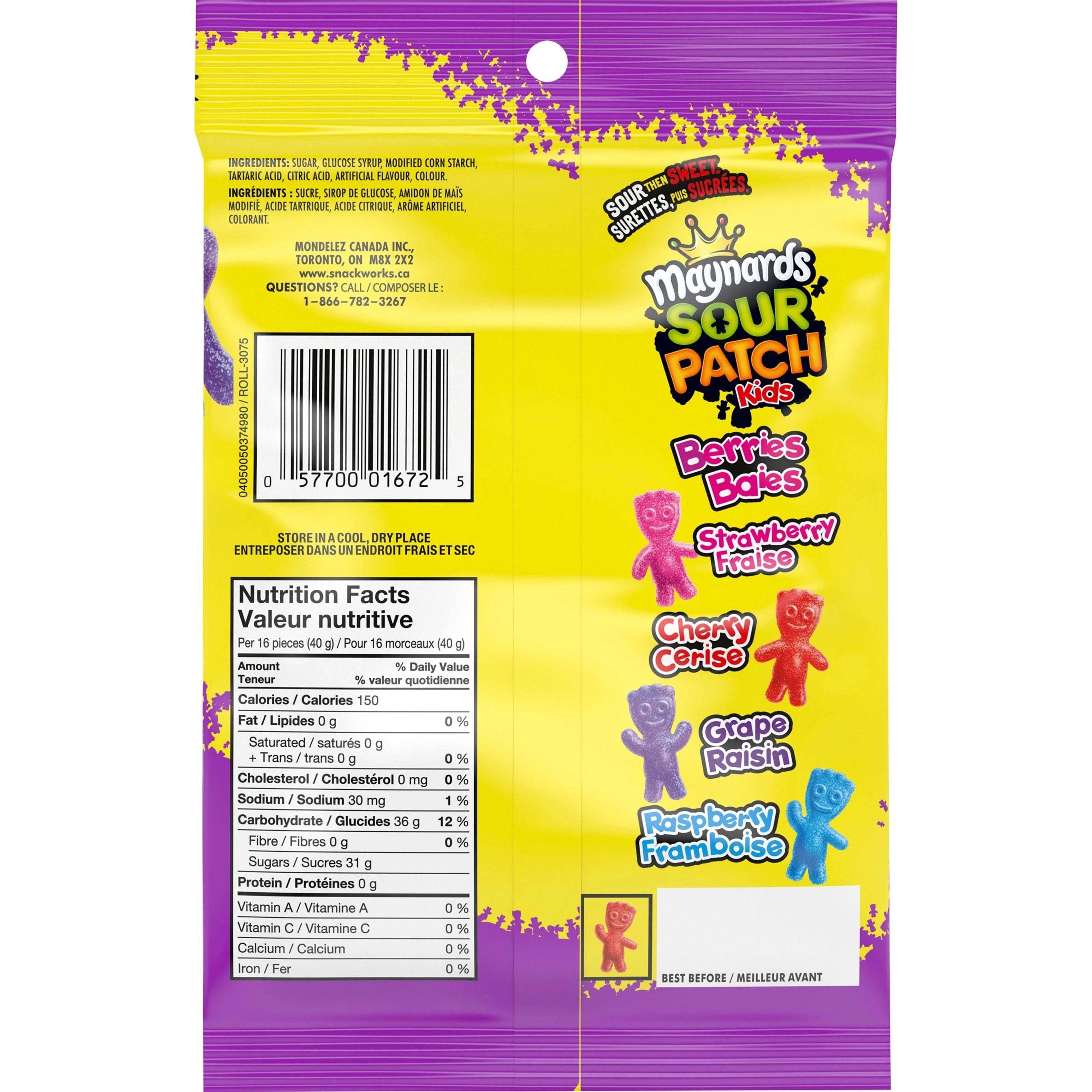 Echo Sales America - Wholesale Gummy - Maynards Sour Patch Kids Berries Candy, 150g each1