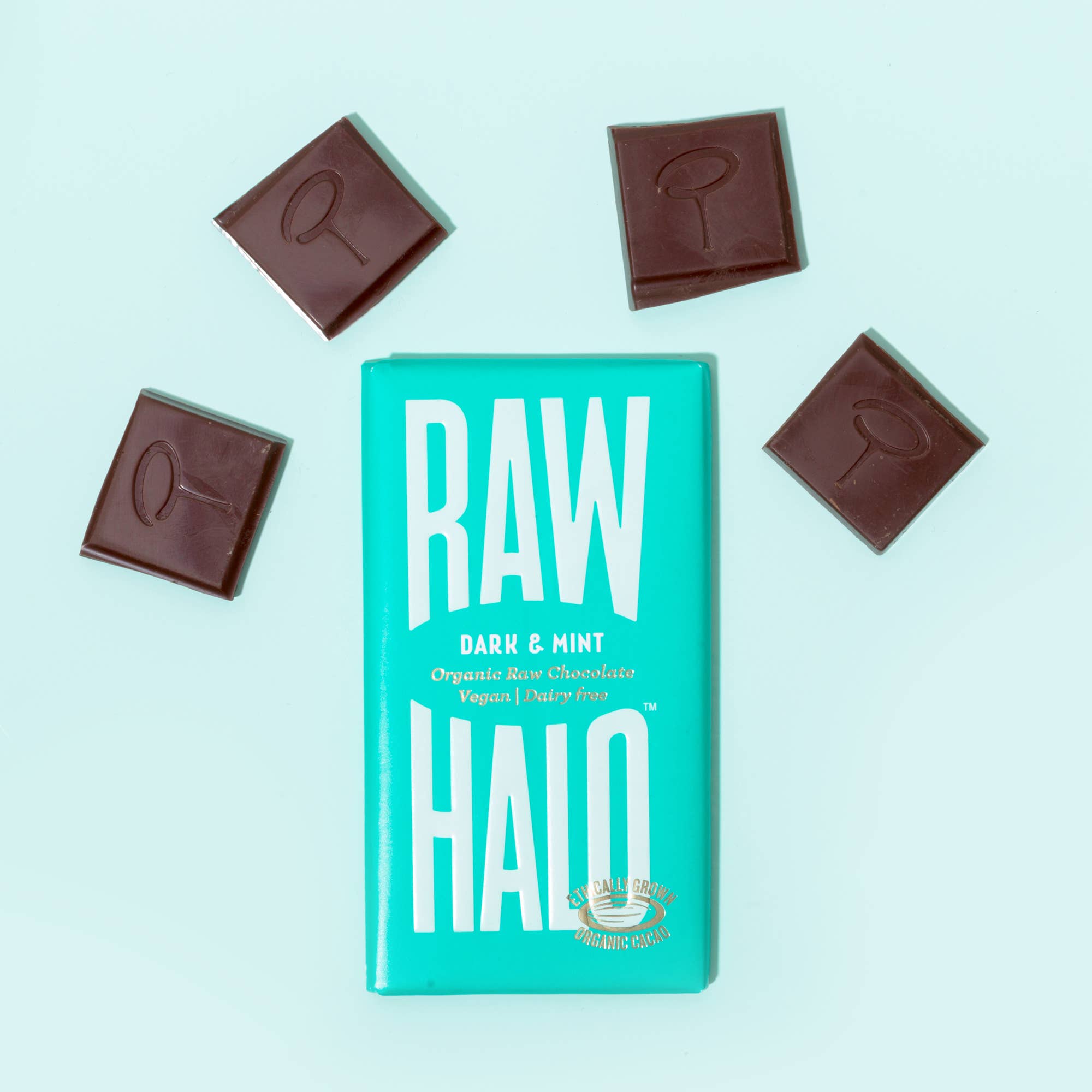 Raw Halo - Wholesale Chocolate Bar - Dark & Mint Organic Vegan Chocolate 35g (Case of 10)1