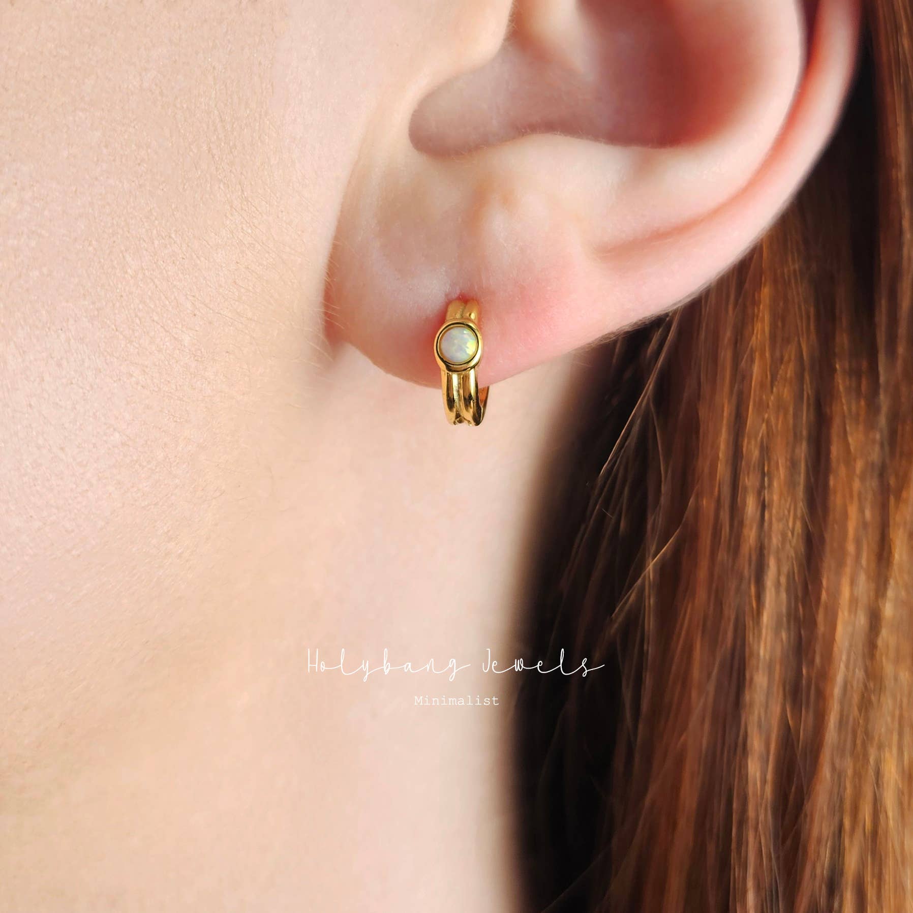 HolyBang Jewels - Wholesale Huggie Earrings - OPAL HUGGIE EARRINGS - E-H7845 / E-HT14941