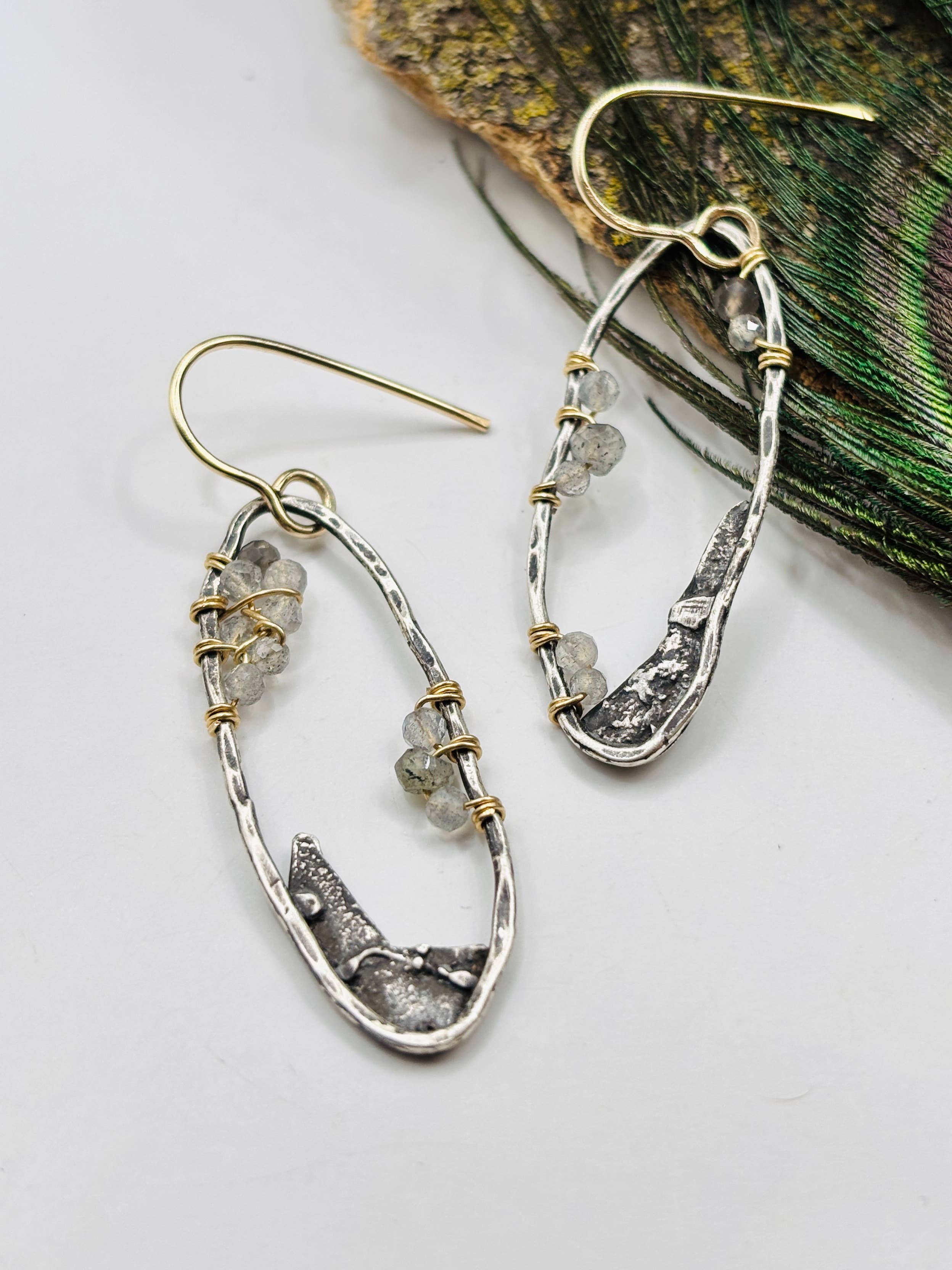 Rachel Renee Jewelry - Wholesale Dangle Earrings - ANKICA Reticulated Goddess Geode Earrings in Smoky Grey2
