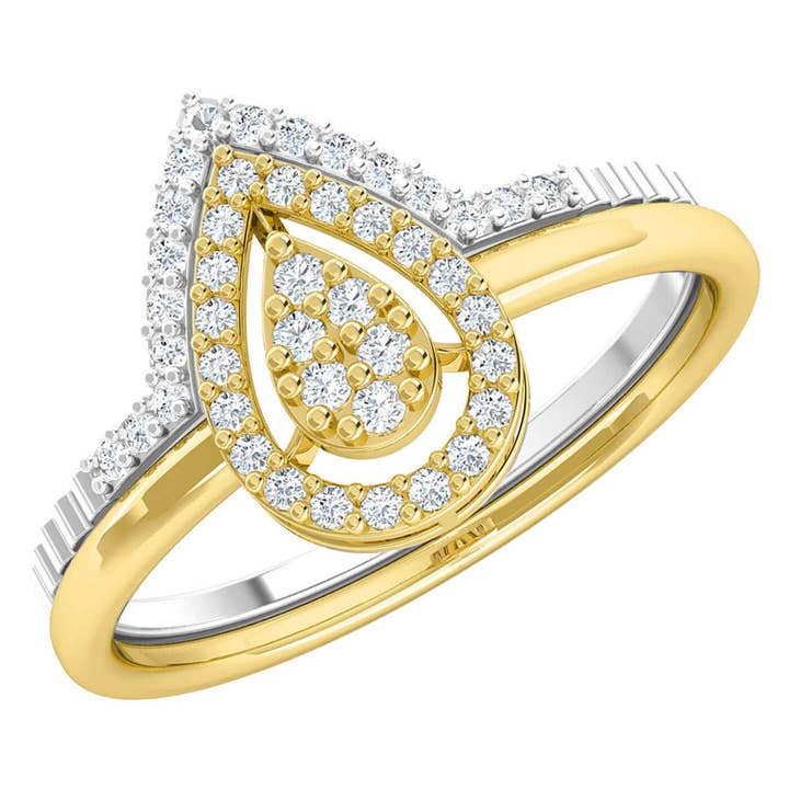 Nesting Twin Diamond Gold Ring Set for wholesale by Doré D’or - 18K Solid Gold Fine Jewelry