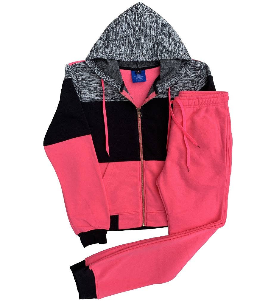 Royal Threads - Wholesale Activewear set – Women′s - Women’s Colorful Fleece Sweatsuit Sweat Jacket & Jogger Sweatpants Outfit5