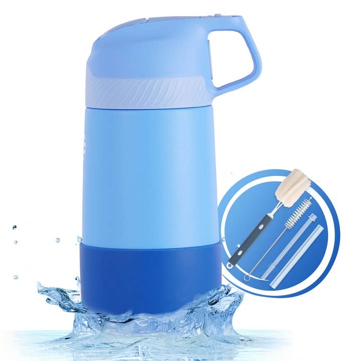 FJBottle - Vente Bouteilles d'eau - 12 oz. Bouteille d'eau isolée S/S pour enfants avec couvercle en paille escamotable3