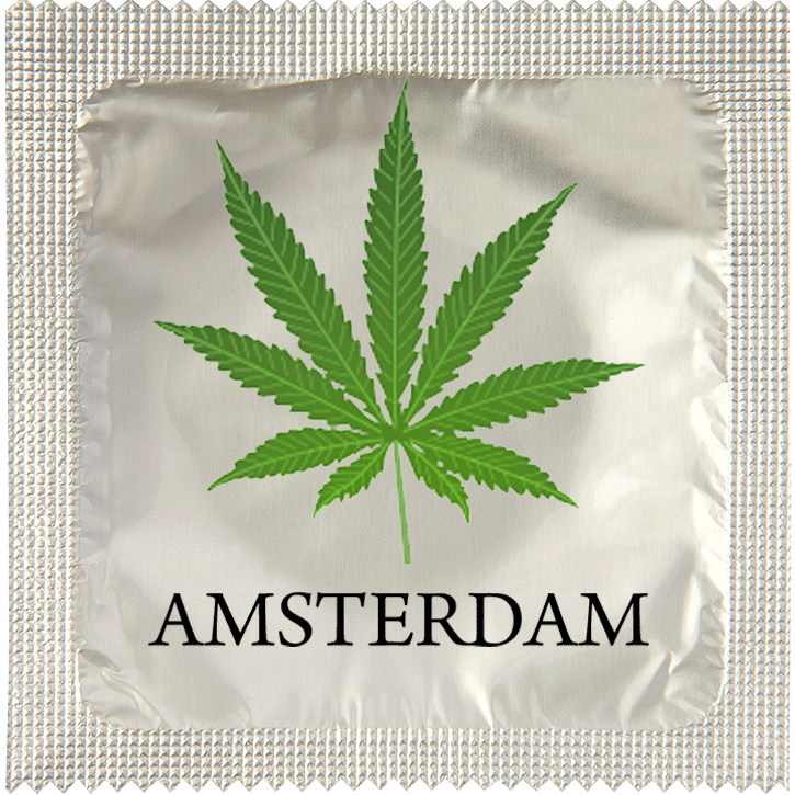 CALLVIN EU - Wholesale Fopcadeautje/hebbedingetje - Condoom : Préservatif Cannabis Amsterdam1
