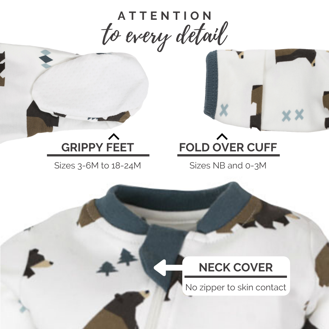 ZippyJamz - Wholesale Jumpsuit - Baby - Little Grizzle - Babysuit - Footed2