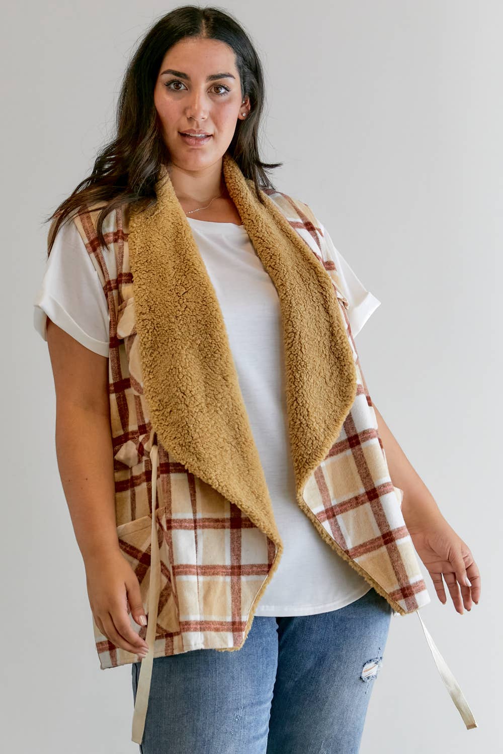 Davi & Dani - Vente Veste – femme - VESTE À MANCHES LONGUES À CARREAUX PLUS18