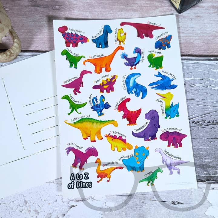 Mini Geek Boutique – wholesale Vykort – A till Ö av Dinosaurier Vykort