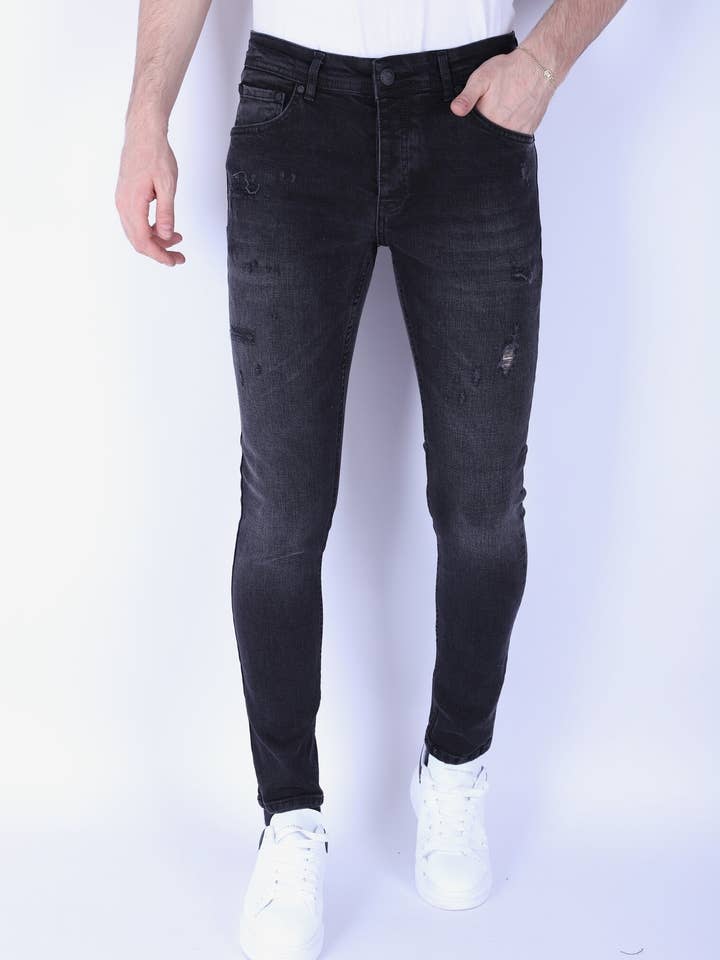 Stone Wash Slim Fit Jeans With Stretch - 1105 for wholesale by Local Fanatic