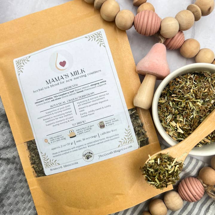 Mama's Milk: Loose-Leaf Herbal Tea Blend for New Nursing Routines (Caffeine-Free) for wholesale by The Good Village Co