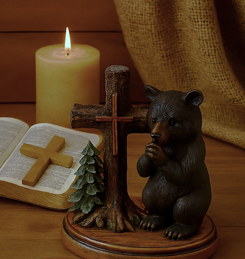 De Leon Collections - Wholesale Decorative Figurine - Praying Bear Figurine with Cross1