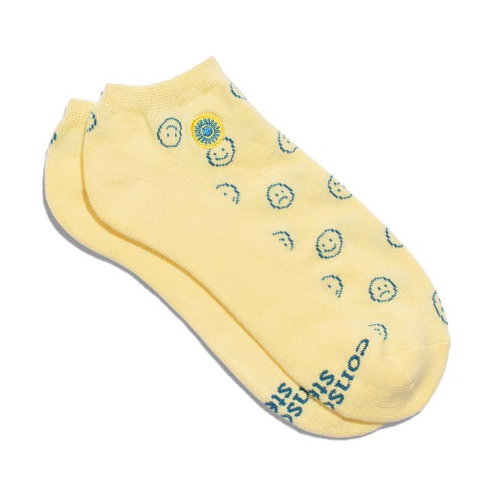Ankle Socks that Support Mental Health (Smiley Faces) for wholesale by Conscious Step