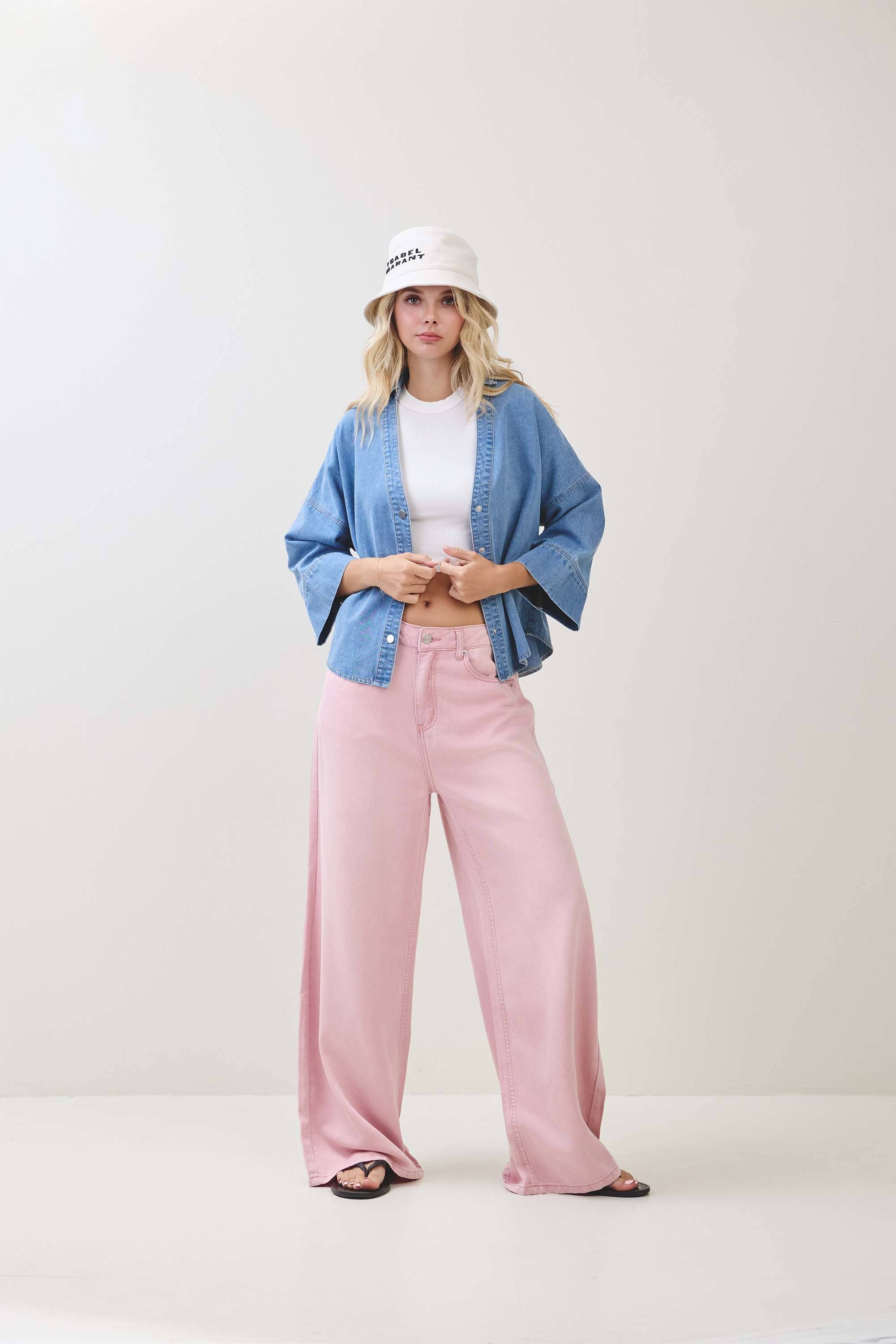 Lyserød TENCEL BUKSER S80598 for engroshandel på Faire12