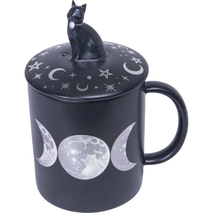 Kheops International – wholesale Jar/filled candle – 3 in 1 Ceramic Mug Candle & Incense - Moon Phases Design1