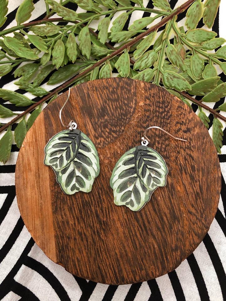 Prayer Plant Earrings for wholesale by Plntbaby Jewelry