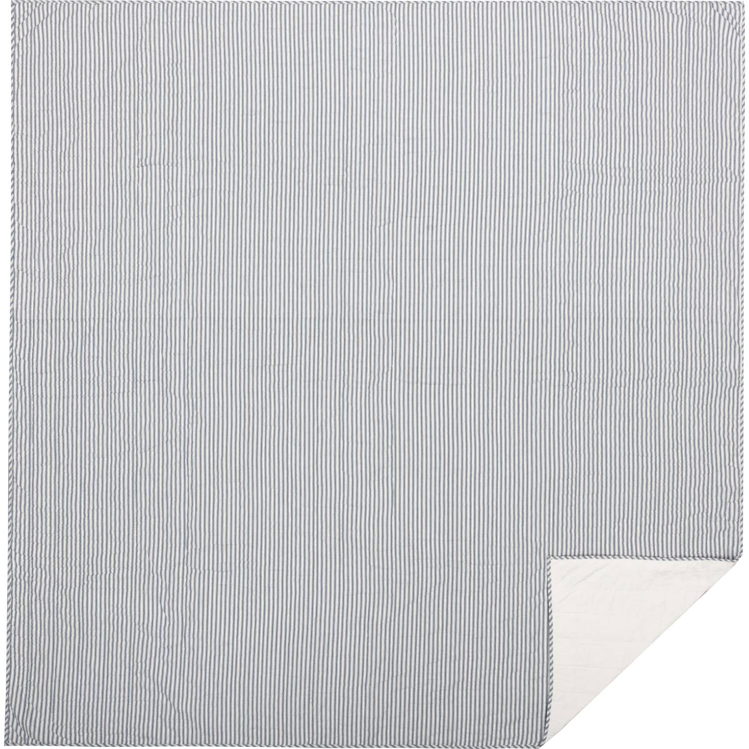 VHC Brands - Wholesale Coverlet - Sawyer Mill Blue Ticking Stripe Queen Quilt Coverlet 90Wx90L1