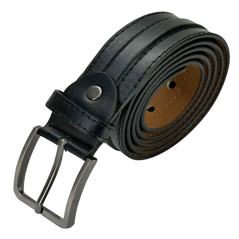 Deluxe Import Trading - Wholesale Belt - Men's - Men's Leather Belt Black Mid-Rise Design Mixed Sizes0