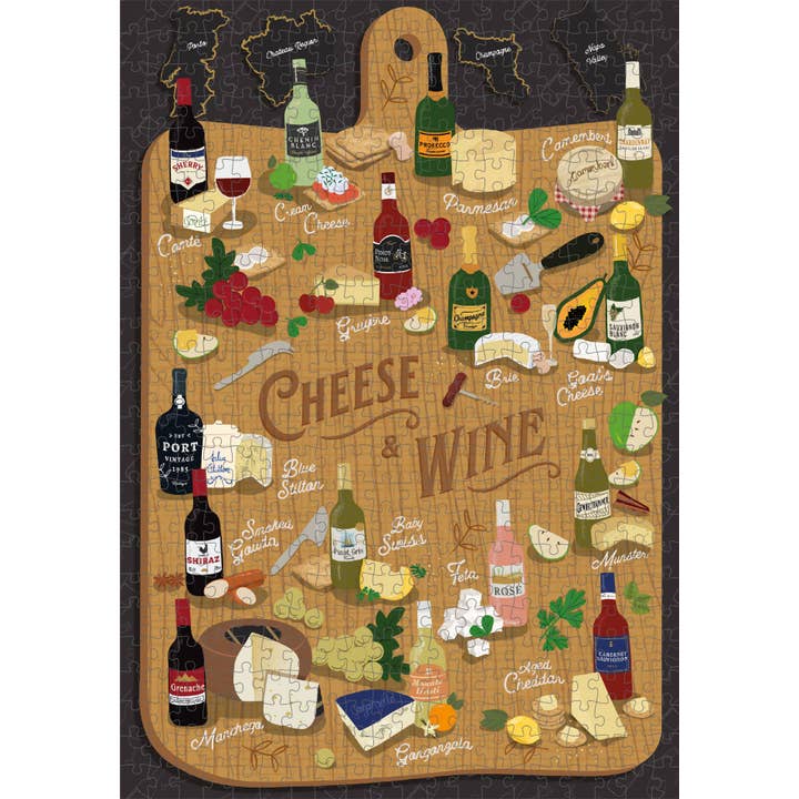 Chronicle Books - Wholesale Puzzle - Adult - Cheese + Wine 500 Piece Jigsaw Puzzle