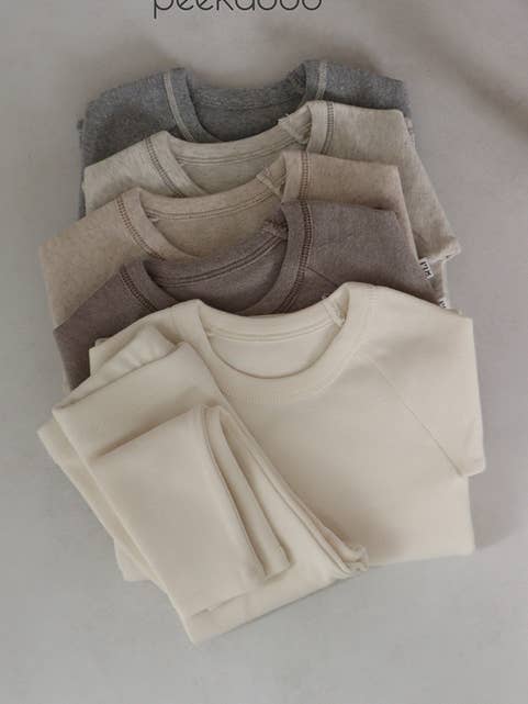 peekaboo - Wholesale Sleepwear Set - Kids - Kids Unisex Neutral Solid Color Long sleeves Pajama Set9