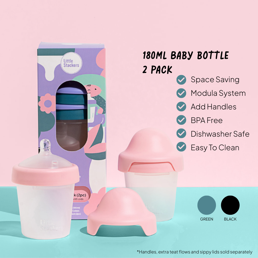 Little Stackers - Venta al por mayor Biberones - Pack de dos biberones de 180 ml verde/negro1