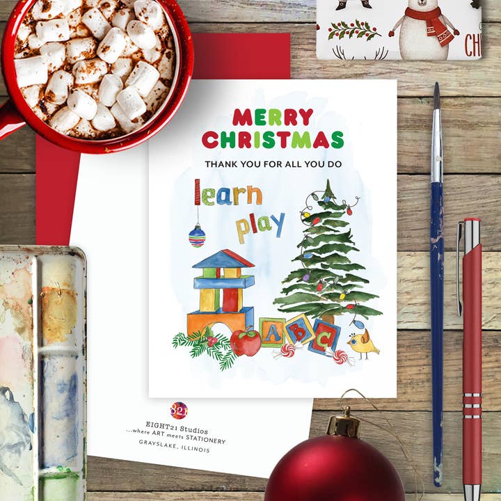 Eight21 Studios + Unique Greeting Cards, Art and Stationery - Wholesale Christmas Card - Daycare Teacher Gift, Teacher Gifts for Preschool Teachers1
