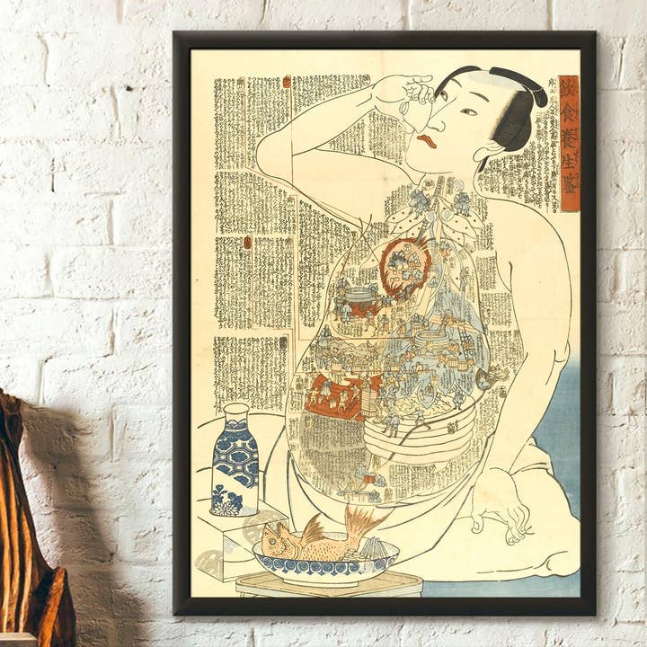 19th Century Utagawa Ukiyo-e Print Japanese Health Diet pour la vente par Vintage Wall Graphics