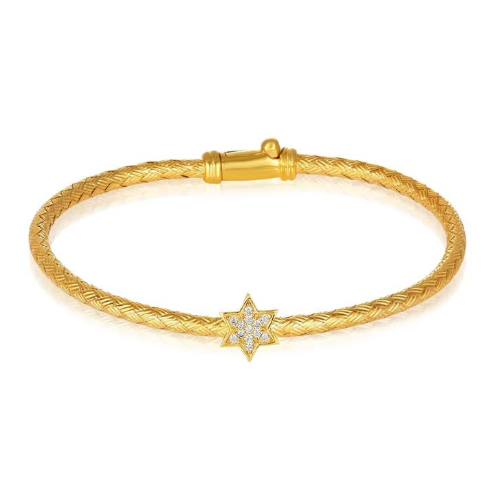 ALEF BET JEWELRY - Wholesale Bangle Bracelet - Jewish Star of David Bangle Bracelet Sterling Silver