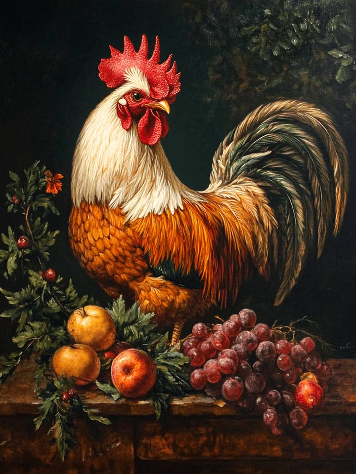 Gallo Vintage - Stampe d'Arte di Natura Morta Animale – Opera d'Arte 8″x10″ per Cornice 11″x14″ per la vendita all'ingrosso da parte di Mowbi