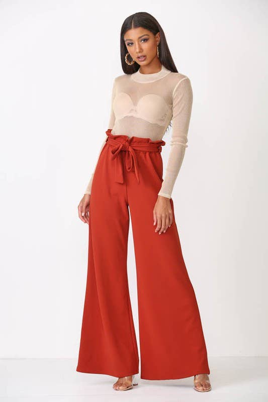 Black Pearl Clothing – wholesale Byxor - Dam – Bred ben elastiskt band med slips midja scuba crepe tyg1