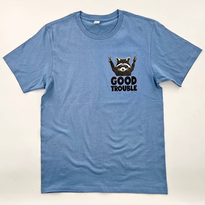 Allegheny Outfitters - Wholesale Screen Printed T-Shirt - Unisex - Good Trouble Raccoon Peace Tee1