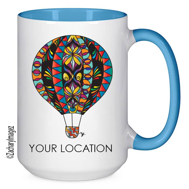 Tasse en céramique colorée Hot Air Balloon 3 15 oz pour la vente par Zachary Imagez
