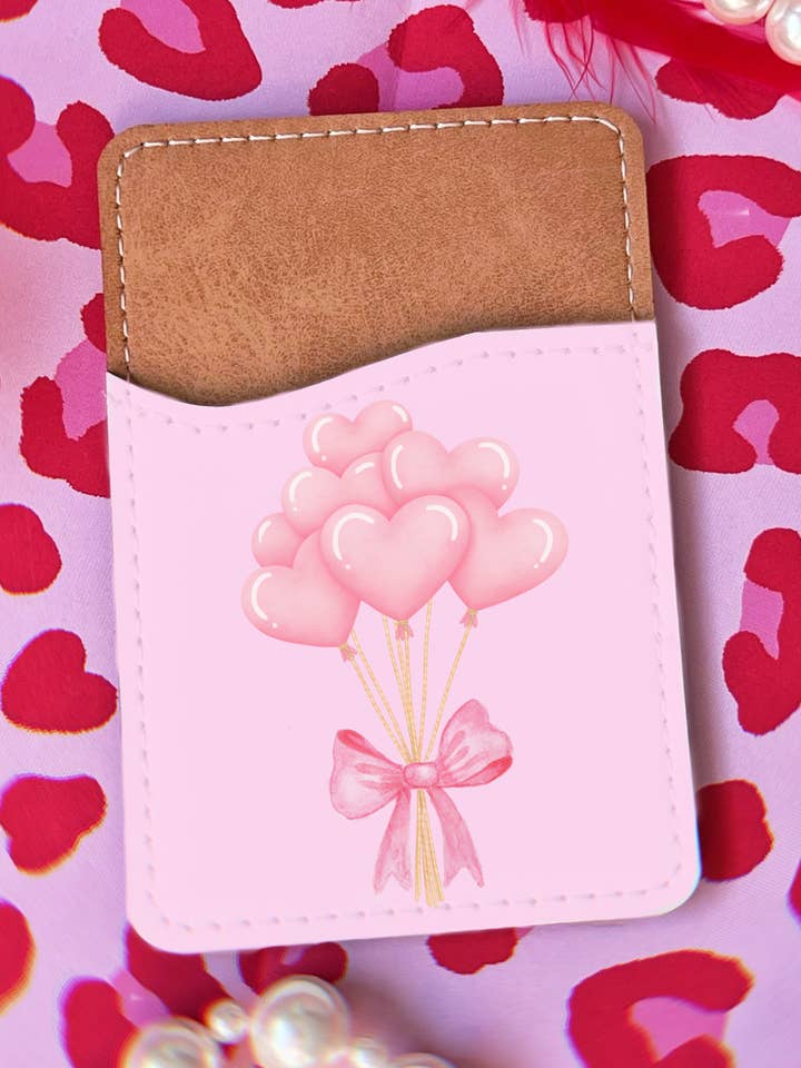 Pink Love Balloons Phone Card Holder for wholesale by Cosmic lovely