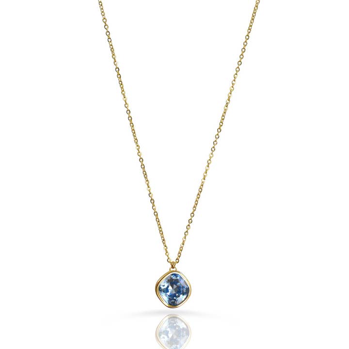 COLLIER PENDENTIF PIERRE DE NAISSANCE AIGUE-MARINE DÉSIRÉE - MARS pour la vente par MAI DESIREE