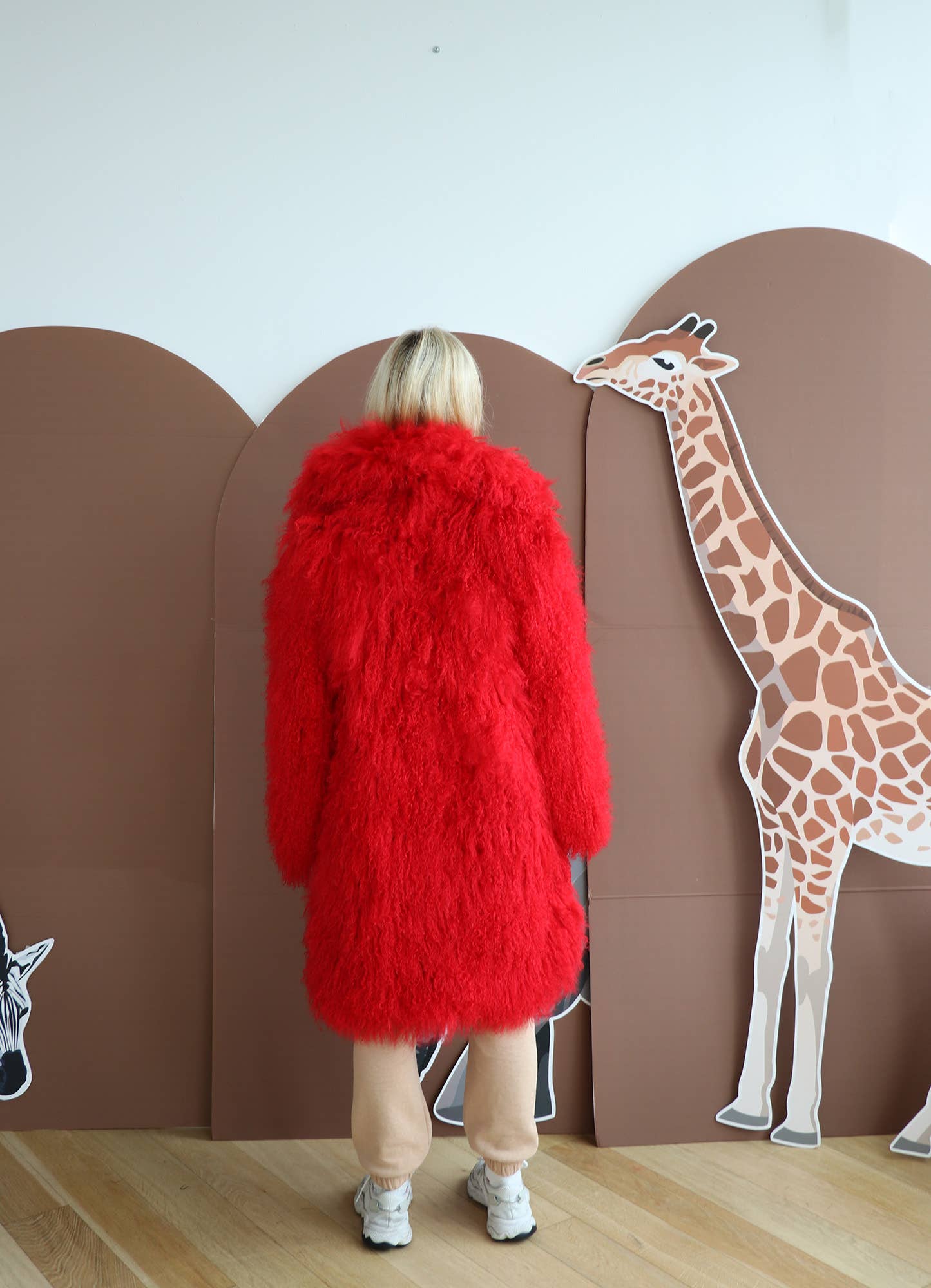 Pellobello - Wholesale Fur/Faux Fur Coat - Women's - Shearling Long Collar Coat True Love Red4