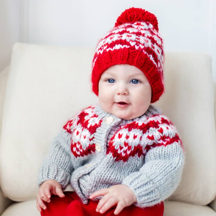 Huggalugs - Wholesale Cardigan - Baby - Fairisle Red Cardigan Sweater for Baby & Toddler SALE4