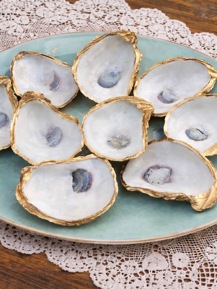 Oyster Shell Ring Holder or Trinket dish for wholesale by Wild Child Art Studio