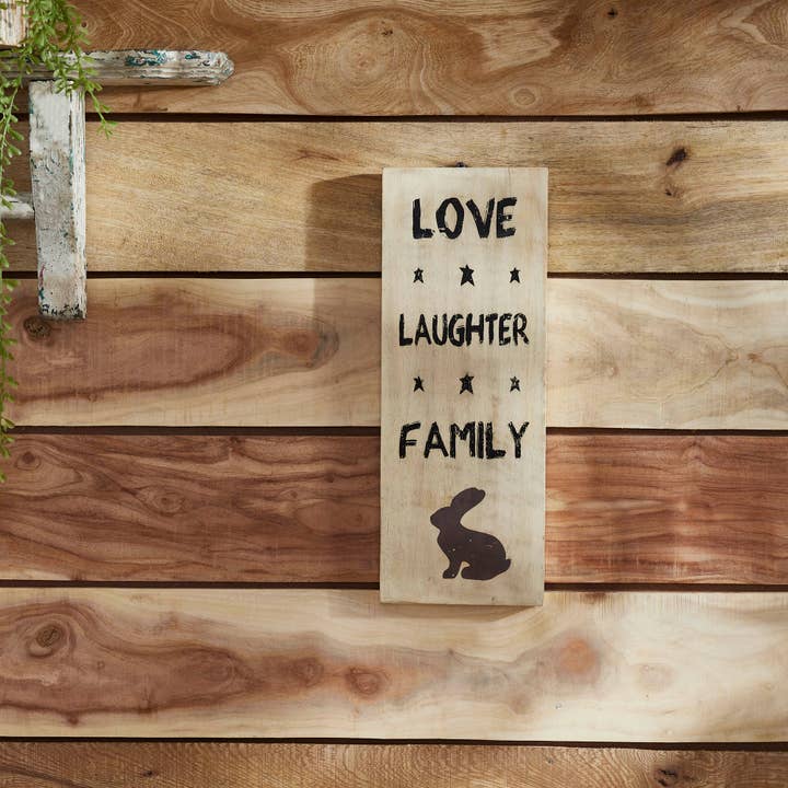 VHC Brands - Wholesale Sign - Love Laughter Family Wooden Sign 14.5x5.5