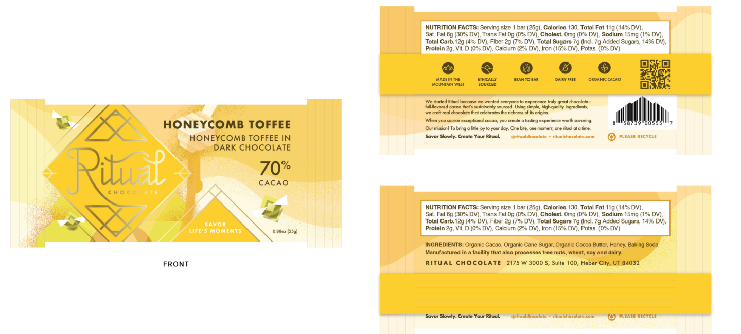 Ritual Chocolate - Vente Barre chocolatée - Mini Barre de Nougatine au Miel 25g, Chocolat Noir 70%2