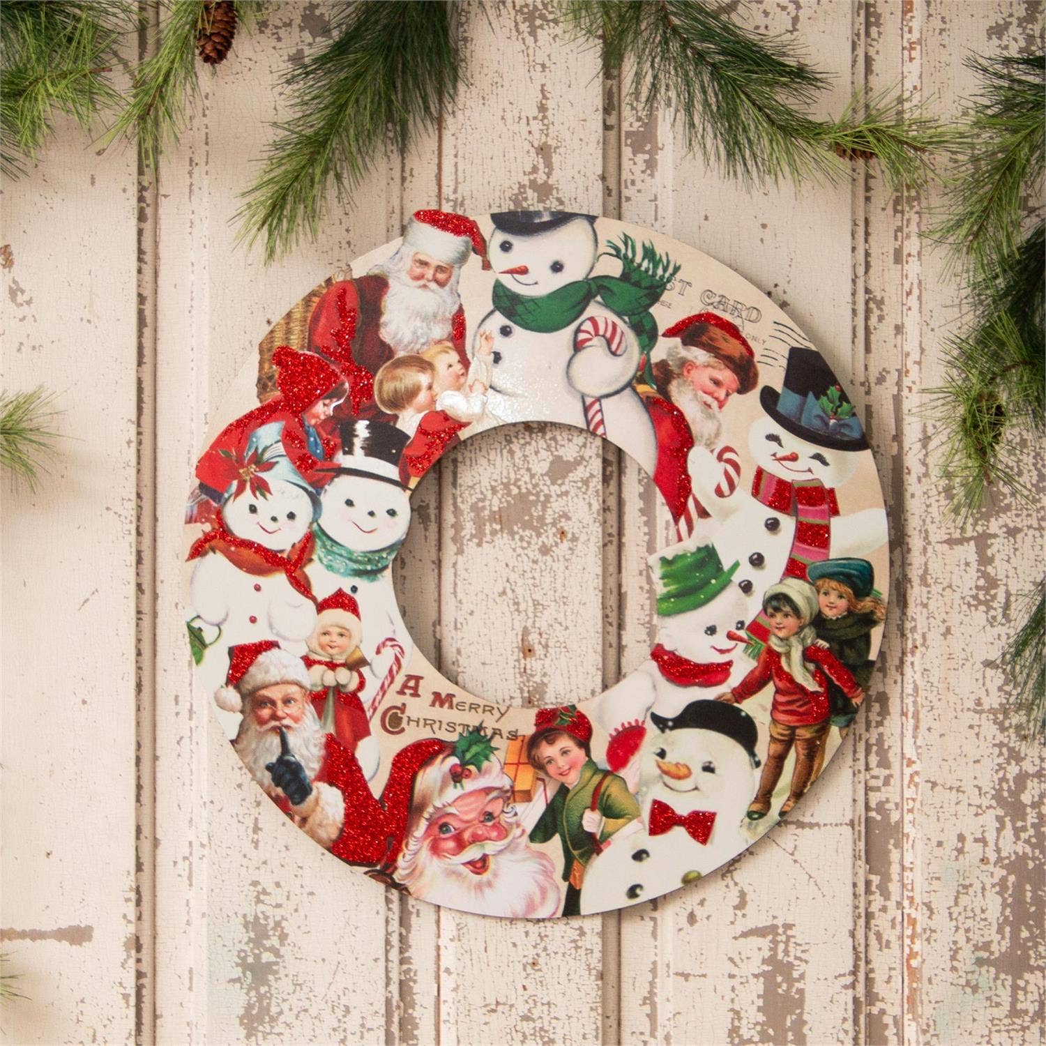 Audrey's Home & Gift - Wholesale Wreath - Vintage Christmas Wreath Cutout (PC)