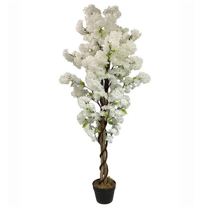 Artificial Blossom Tree White 150cm 5ft Plant Potted for wholesale by Leaf Design UK LTD
