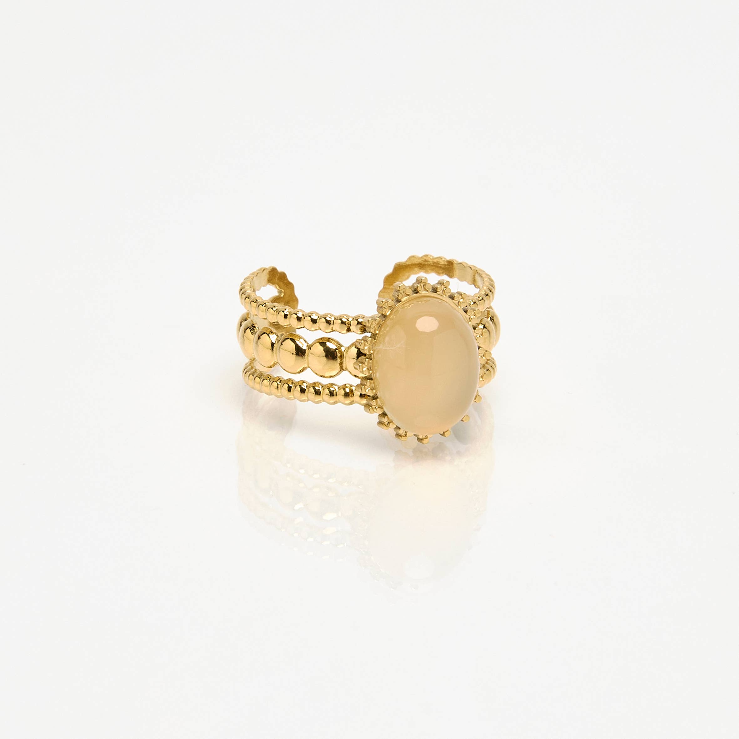 By Sookay - Wholesale Band/Stacked Ring - Gold plated stainless steel ring, crystal stone.