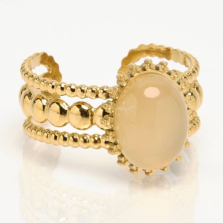 By Sookay - Wholesale Band/Stacked Ring - Gold plated stainless steel ring, crystal stone.0