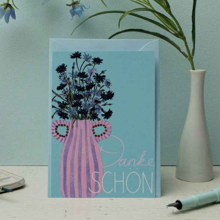 Cartolina Fiordalisi "Grazie mille" per la vendita all'ingrosso da parte di Wonder Of Today